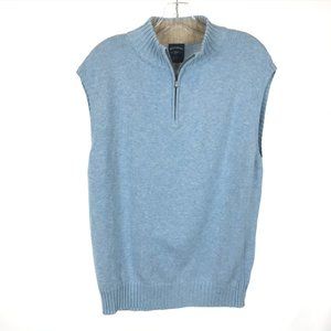NWOT Mens Size M L Bills Khakis Blue Knit Quarter Zip Sleeveless Sweater NEW